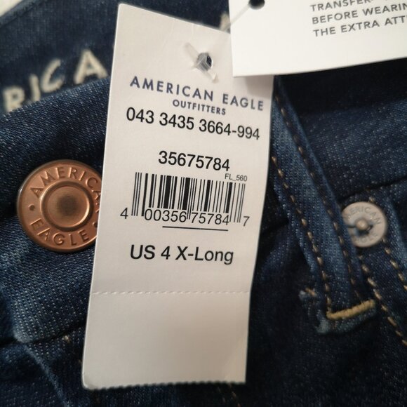 NWT Amer. Eagle The Lu(X)e Jean Ladies Size 4 (27W) Super Hi Rise X-Long Jegging - Picture 6 of 13